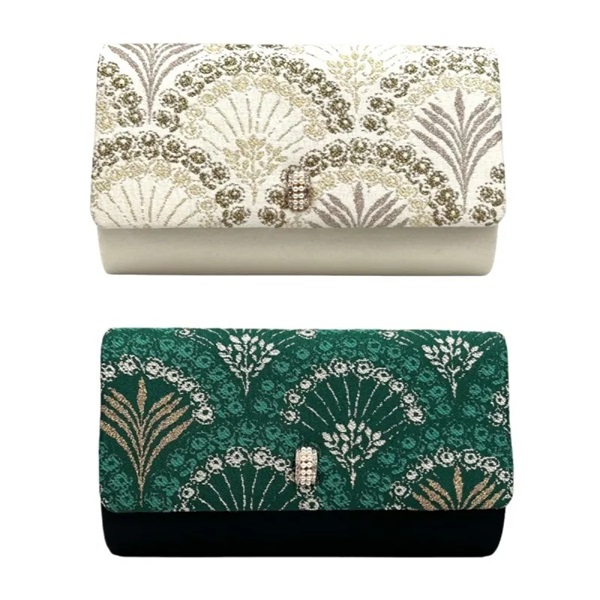 現品 菊青海波クラッチ