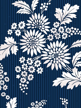 HT-30 縞に花束(紺)  の画像