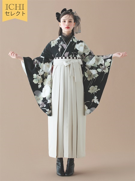 10％OFF【ICHIセレクト】卒業袴レンタルセット  アネモネ 黒