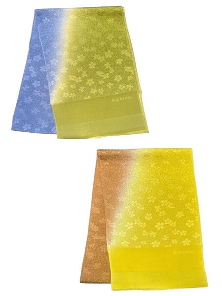 帯揚げ　2wayぼかし桜銀通し