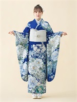 正絹振袖レンタルセット 百花繚乱(ブルー)