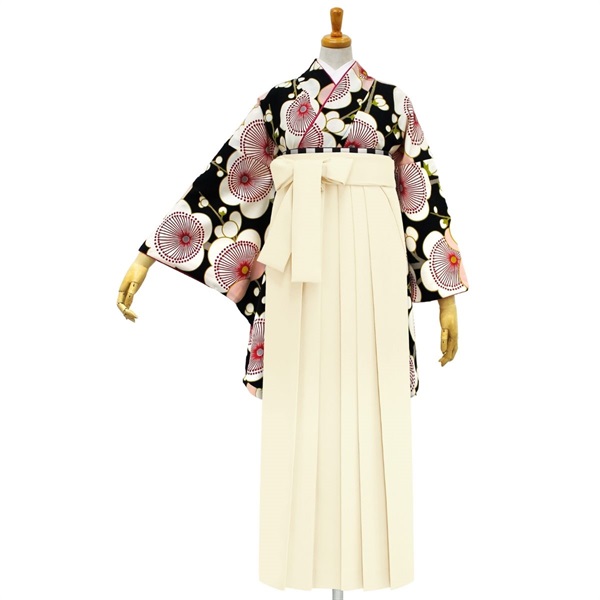 きもの単品 M0004 梅 黒