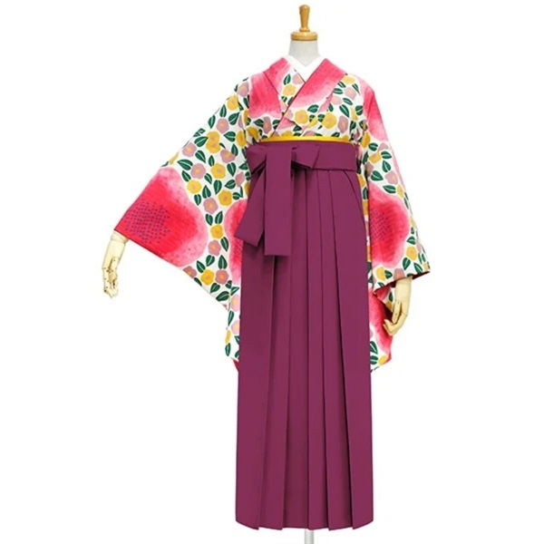【Web限定】きもの単品 M0016 大梅に椿 ピンク