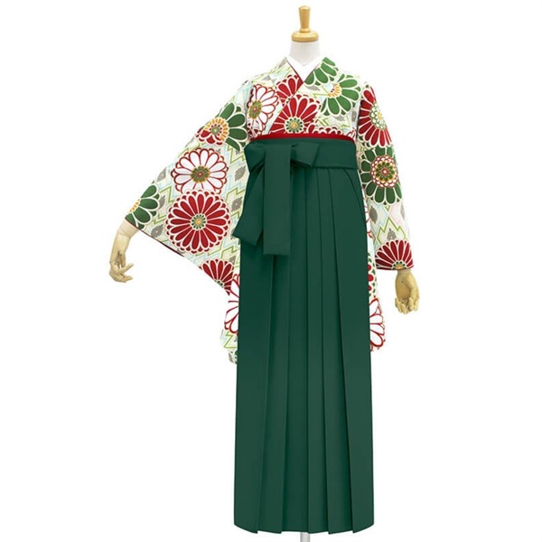 きもの単品 M0017 菊菱 緑