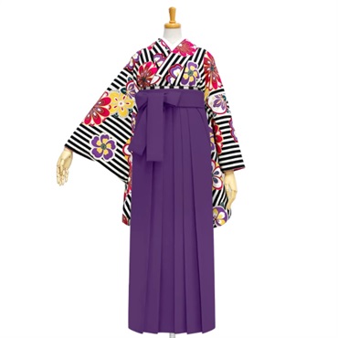 【Web限定】きもの単品 M0022 縞にねじり梅 黒