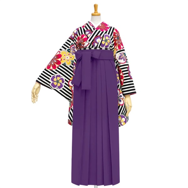 【Web限定】きもの単品 M0022 縞にねじり梅 黒