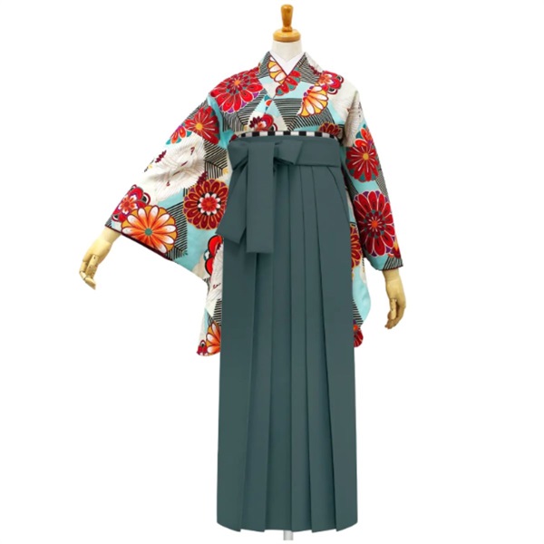 【Web限定】きもの単品 M0024 向かい鶴 水色