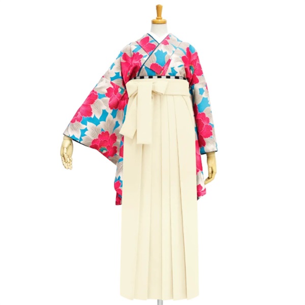 【Web限定】きもの単品 M0035 牡丹 ターコイズ