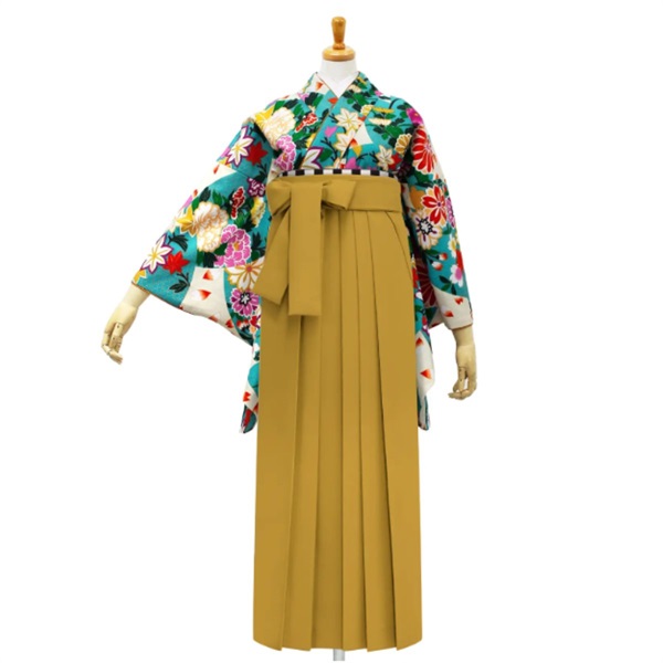 【Web限定】きもの単品 M0037 桜吹雪 ターコイズ