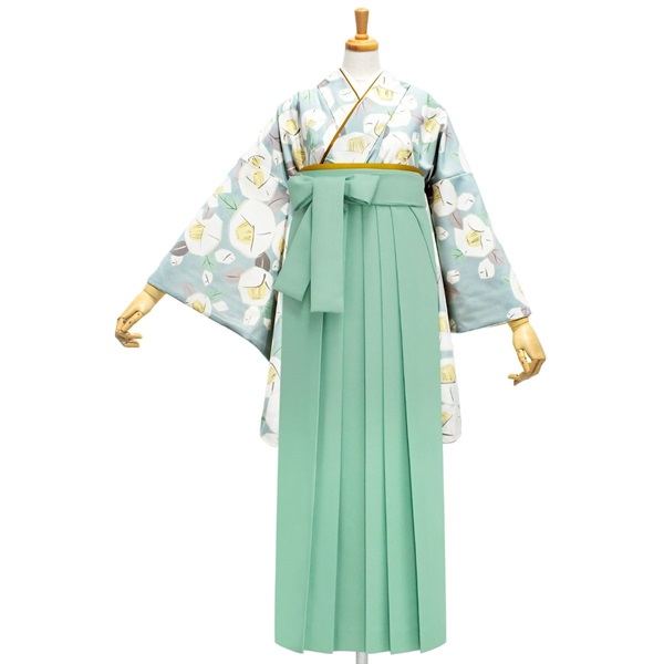 きもの単品 M0055 りんご椿 水色