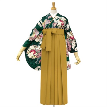 きもの単品 M0089 松に花丸紋 緑