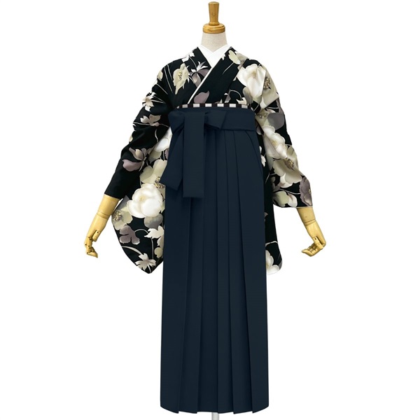 きもの単品 M0095 アネモネ 黒