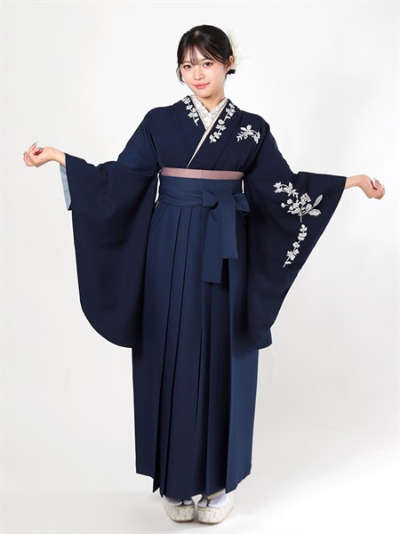 袴 レンタル 卒業式 大学生 レース刺繍 紺