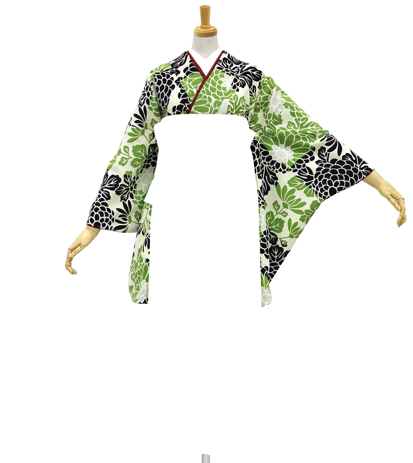 萌黄色×市松菊柄の着物の袴レンタル一式セット【和風館ICHI】