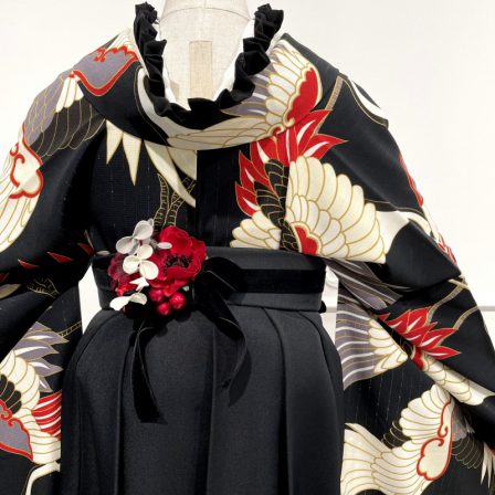 Coordinate(ベロア帯締め飾り 黒×赤)※袴飾りに使用