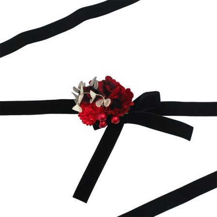ベロア帯締め飾り 黒×赤(3)