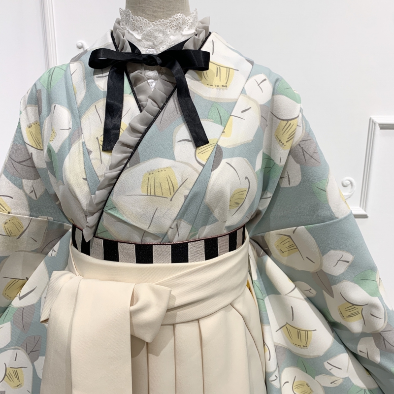 年度3月 New Hakama Rental りんご椿 水色 京都店 和風館ichi