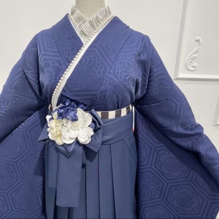 Coordinate(サテン＆エコレザーコーム 紺×白)※袴飾りに使用