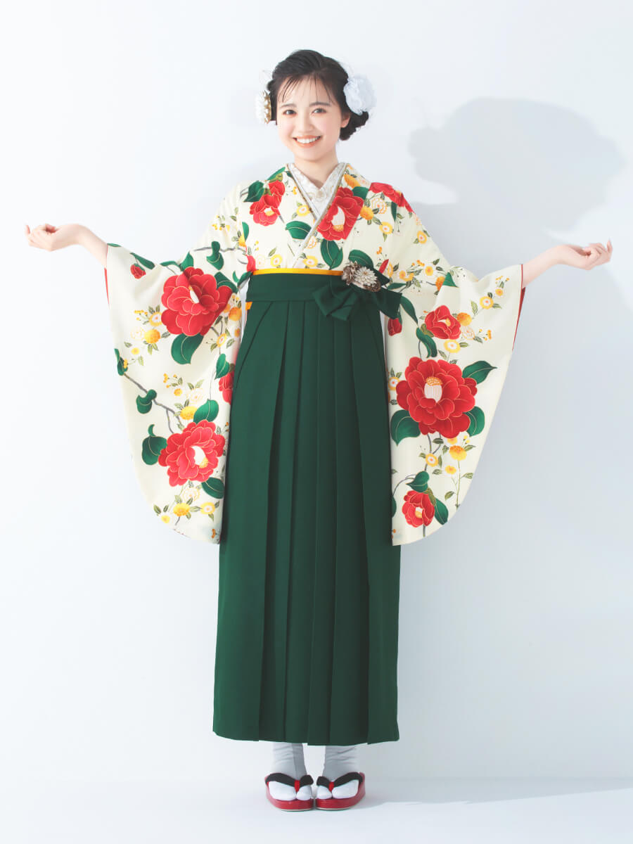 乙女椿・オフの着物の袴レンタル一式